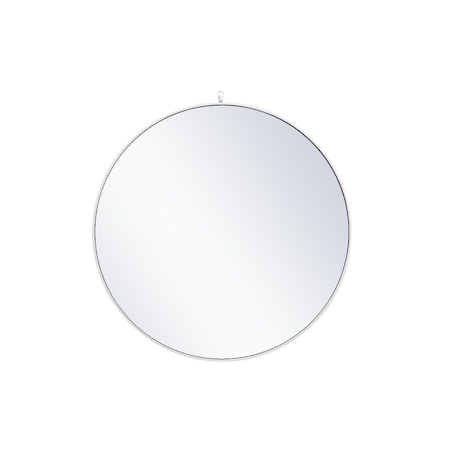 Blueprints 42 in. Metal Frame Round Mirror with Decorative Hook, White BL2208700